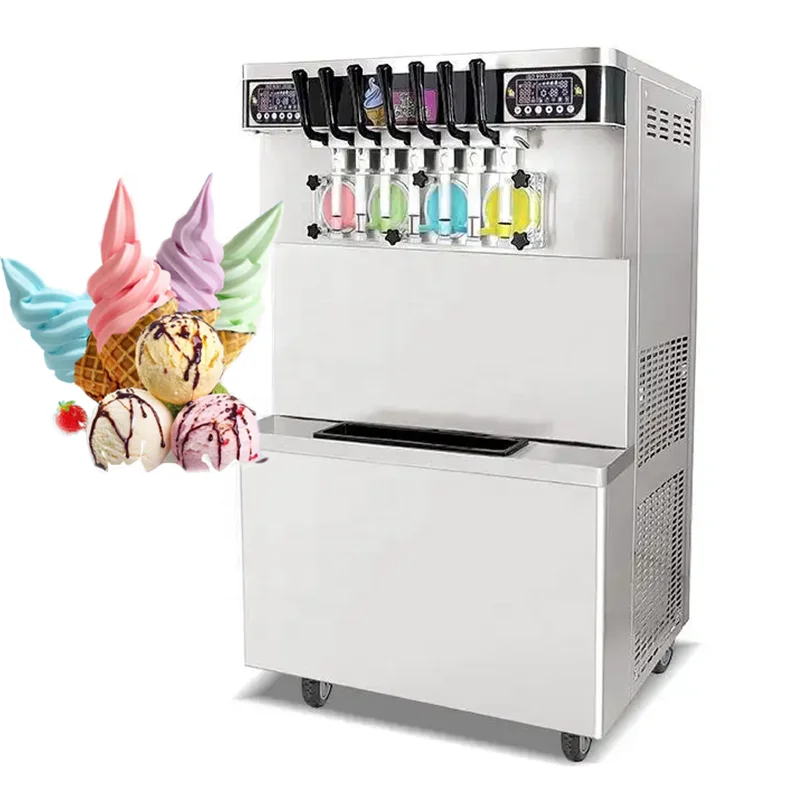 

Automated Table Top Vertical 5 Mixed Flavors Soft Ice Cream Machine For Business