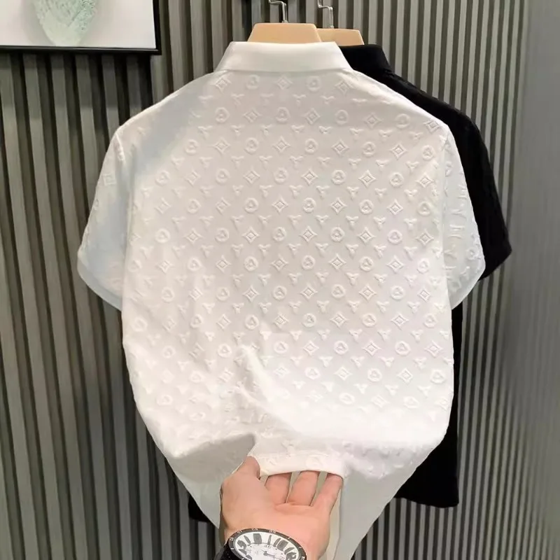 New Summer Fashion Men Polo Shirts Letter Printed Half Collar Short Sleeve Casual Breathable Streetwear Men Shirts Tops image 3