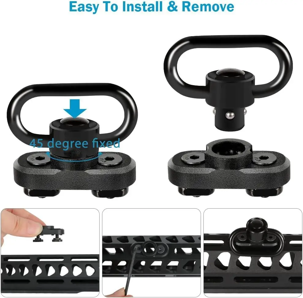 QD M-LOK Sling Swivel Adapter Rail Mount SLING Buckle Metal Strap Loop Strap Rail Mount Steel Push Button image 5