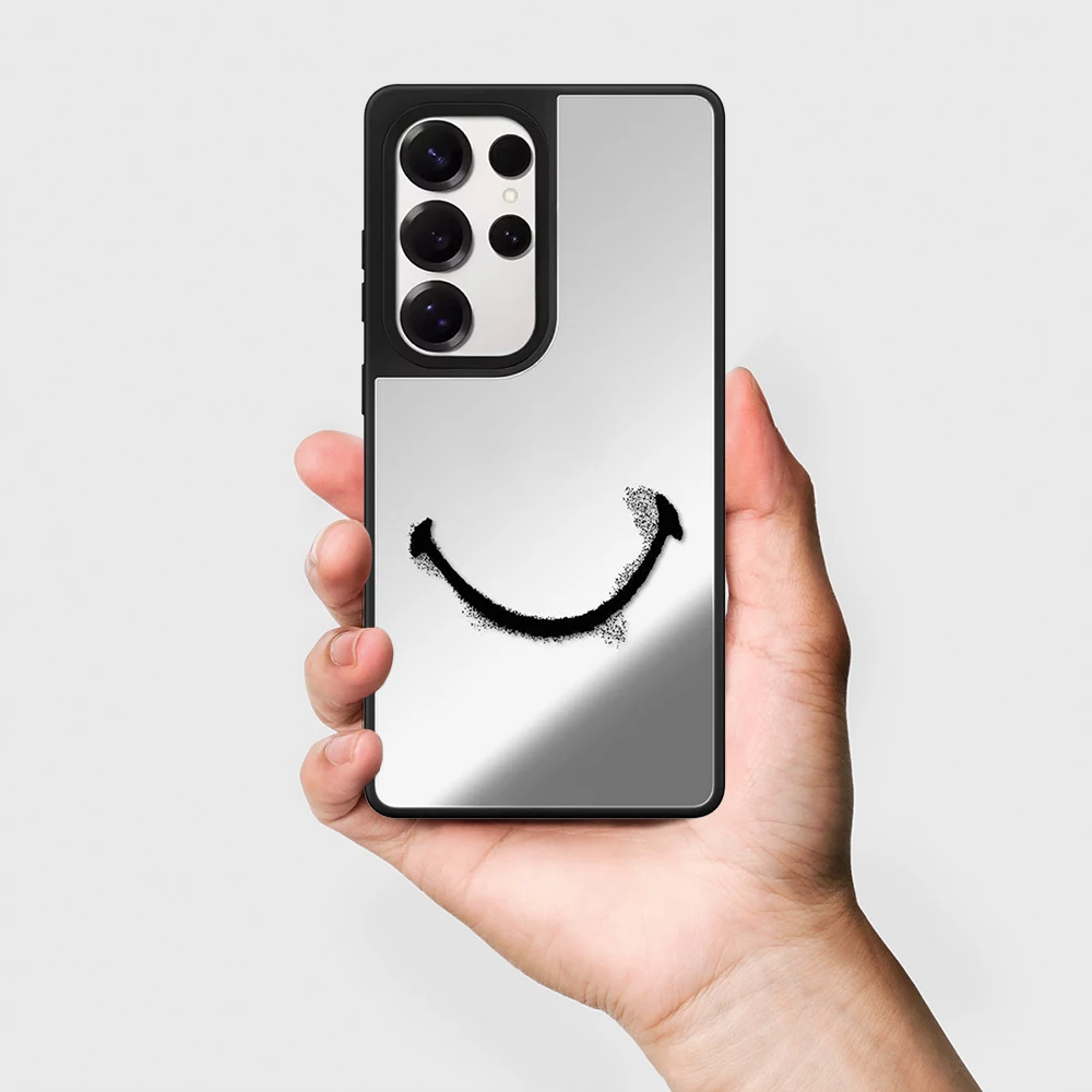 

Simple Smiling Face Mirror Surface Magnetic Phone Cover for Samsung Galaxy S23 S24 S25 S26 Ultra S26+ Plus Case