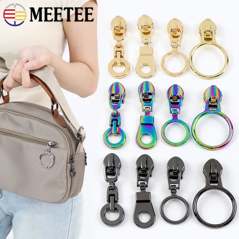 5-20Pcs Meetee 5# Zipper Puller for Nylon Zippers O Ring Zips Pull Head Wallet Bags Clothes Zip Replacement Sewing Accessories