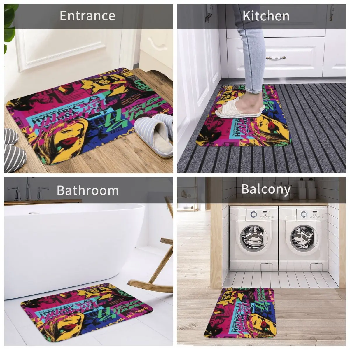 Hysteric Glamour 1749 Floor Mat Rug Bathroom Mat Anime Beach Mat Welcome Mats Bohemian Rugs Customizable