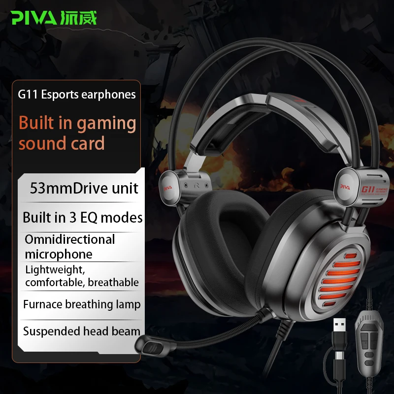 Paiwei G11 Esports Gaming Earphones Head Mounted Wired Chicken Dinner Earphones Dedicated Desktop Computer with Microphone