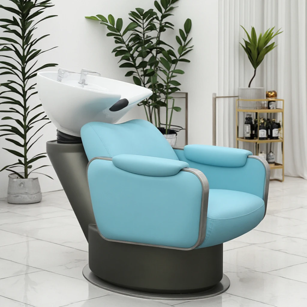 

New Design Multifunction Reclining Beauty Salon Shampoo Chair Luxury Barbershop Furniture Heating Washing Chair with Ventilation