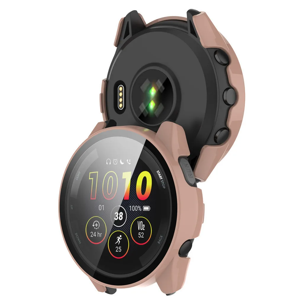 Чехол + Защитная пленка для экрана Garmin Forerunner 165/165 Music Жесткий чехол-бампер с рамкой для ПК + тонкое закаленное стекло HD с защитой от царапин