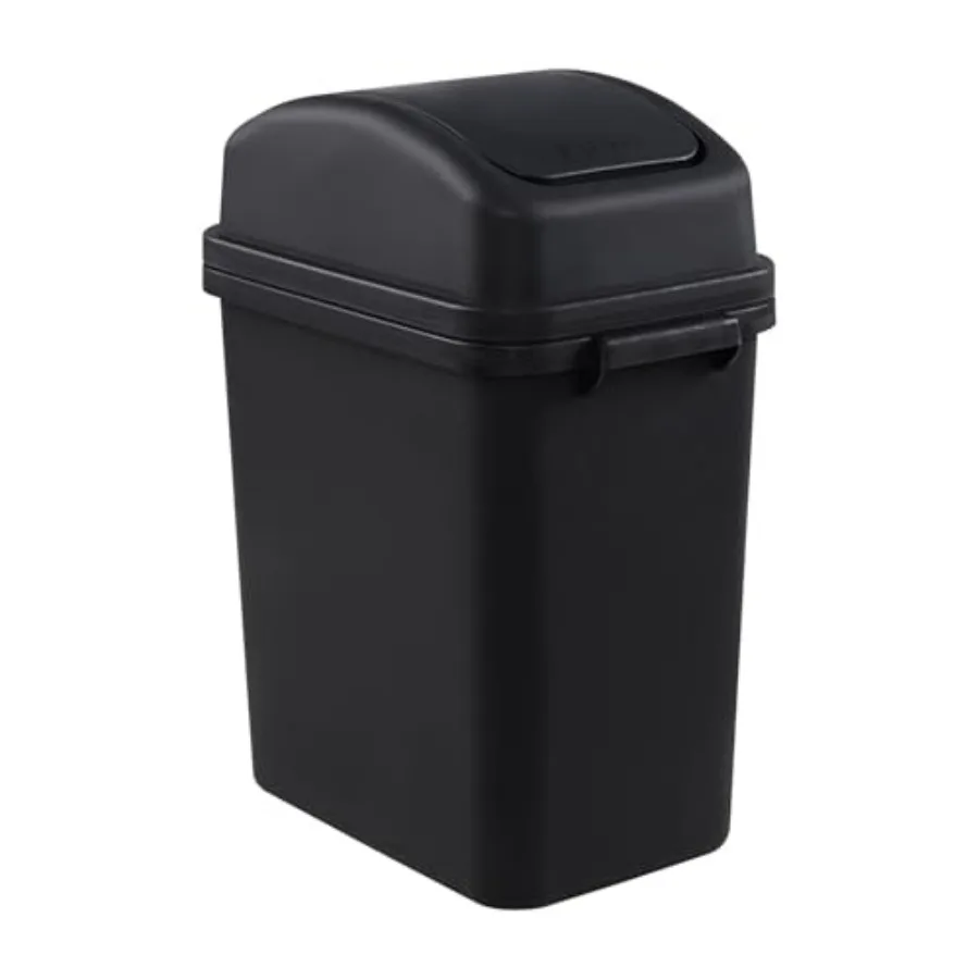

Compact 1.8 Gallon Swing Top Trash Can for Bathroom or Kitchen Use Small Plastic Garbage Bin with Secure Lid for Efficient Wast