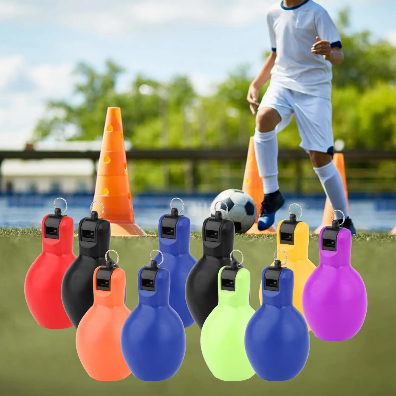 2 Pcs Portable Loud Sound Hand Squeeze Whistles Coaches Whistle for Basketball Trekking Walking Football Boating