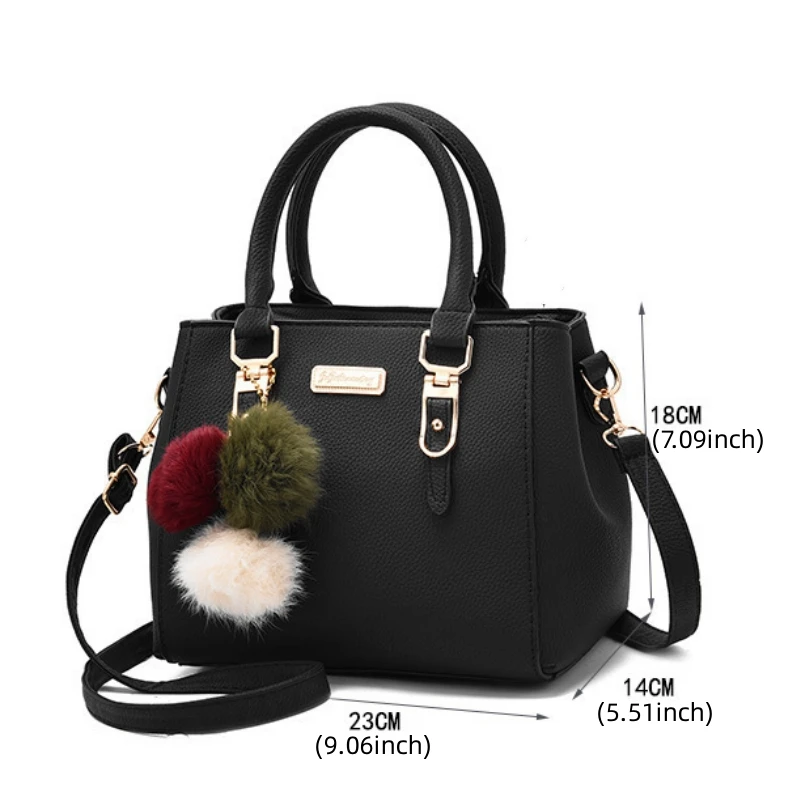 PU Leather Ladies HandBags Women Vintage Purse Plush Tassel Messenger Bags Tote Boston Shoulder Crossbody Bag