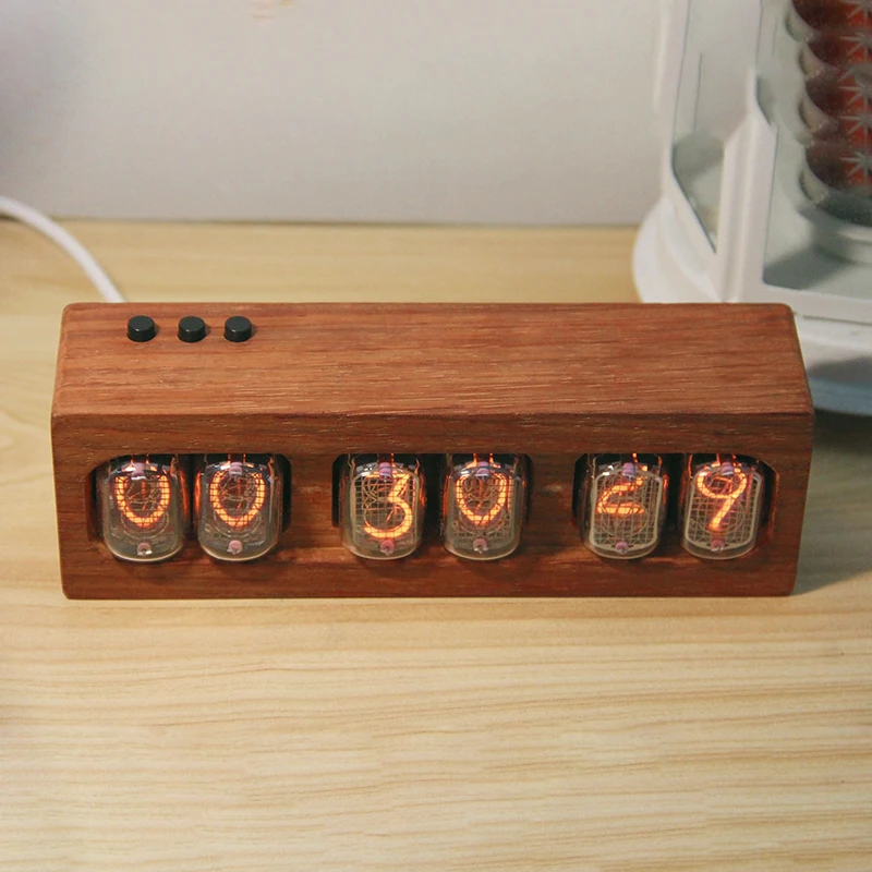 Imagem -04 - Retro Nixie Tubo Relógio In12 6-bit Luxo Vermelho Rosewood Brilho Relógios Digitais Eletrônico Desktop Relógio Presentes Relógio Diy