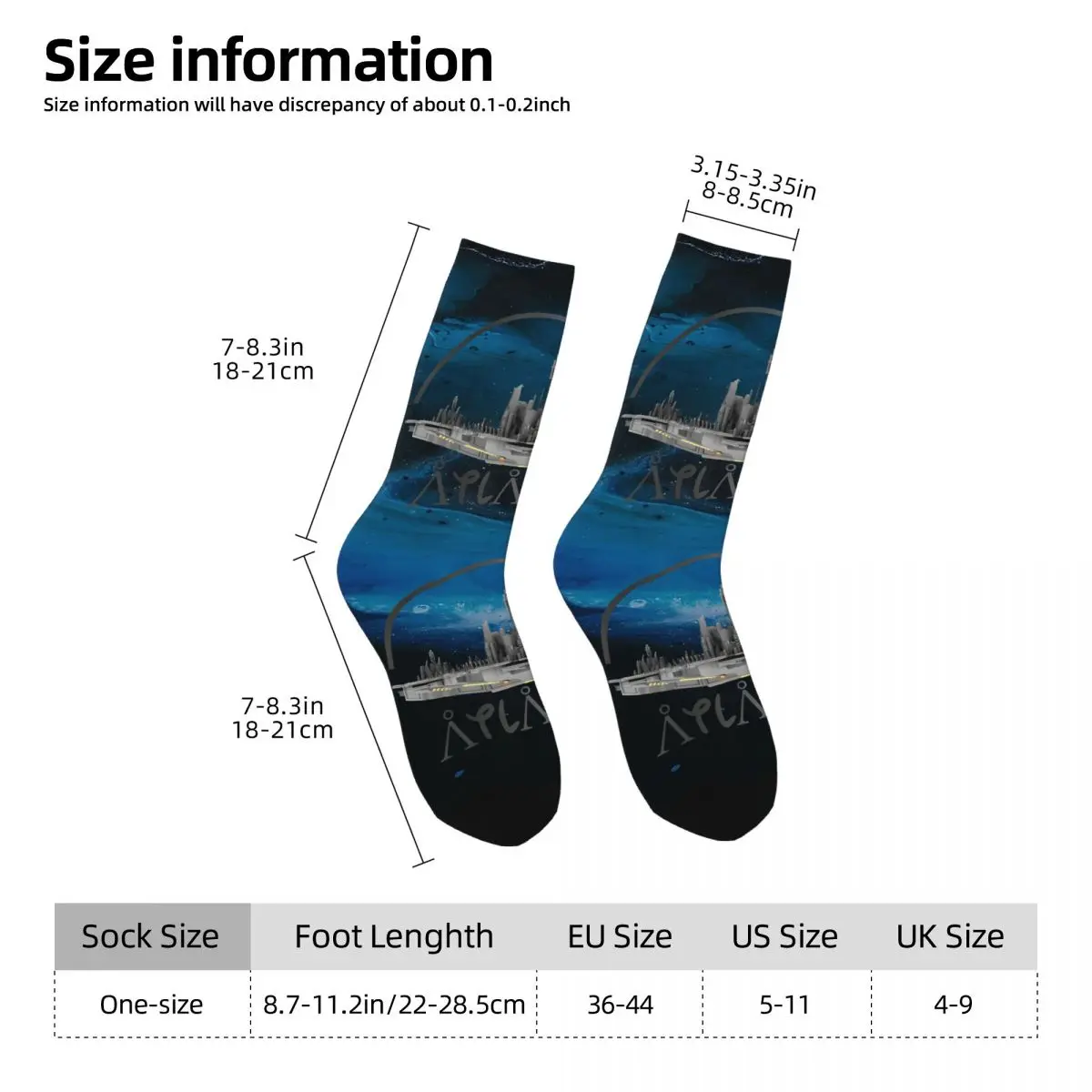 Retro Stargate Herren Kompression socken Unisex A-Atlantis Street Style Muster gedruckt Neuheit Crew Socke