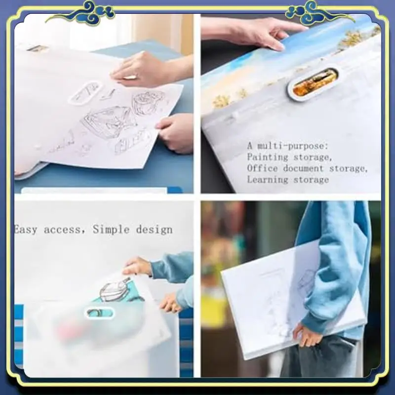 Portable 2Pcs Plastic Art Folders Rectangular Art Storage Box For Painting Sketch Photography Art