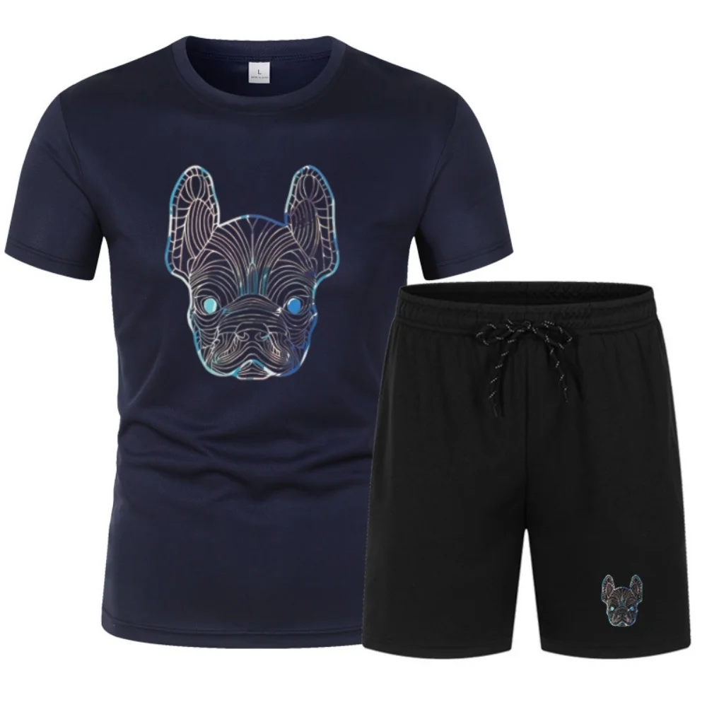 Atmungsaktives Mesh-Sport- und Fußball-Sportbekleidungsset für Herren (Entspannungs- und Fitness-Markenset), leicht und schnell trocknend