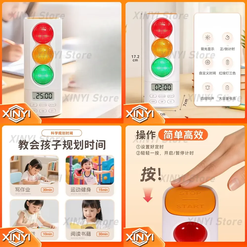 Traffic Light Timer for Students Kids Learning Timer for Homework Countdown Personalized Creative Stopwatch for Classroom