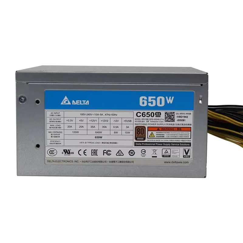 New Original AuthenticHigh Quality Delta C650 DPS-650AB-27A Delta Server Power Supply 650W Dual 8PIN Interface PC Tower PSU