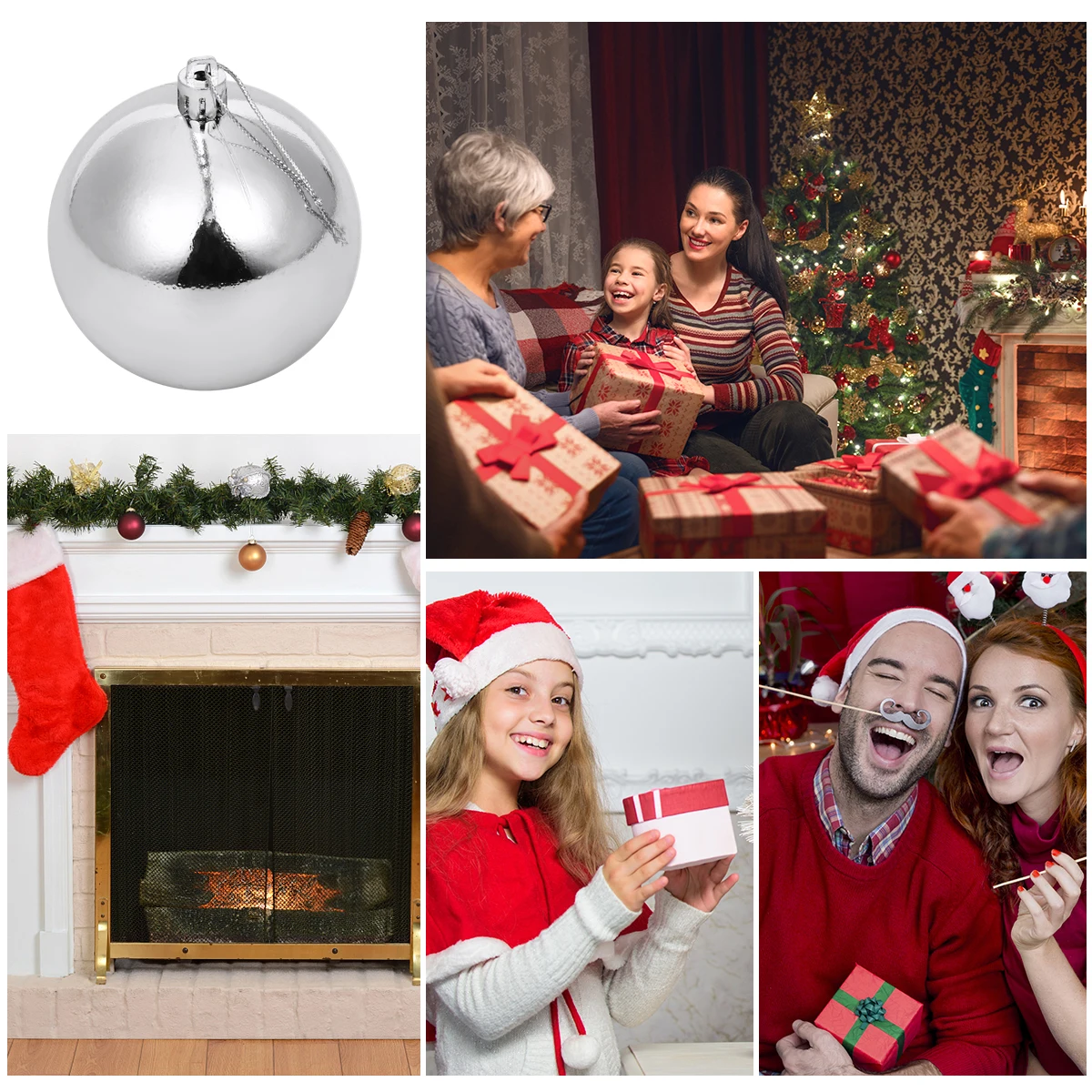 

12 Pcs Plating Ball Decoration Silver Hanging Christmas Tree Ornaments Light Weight Easy Storage Plastic Xmas Decor