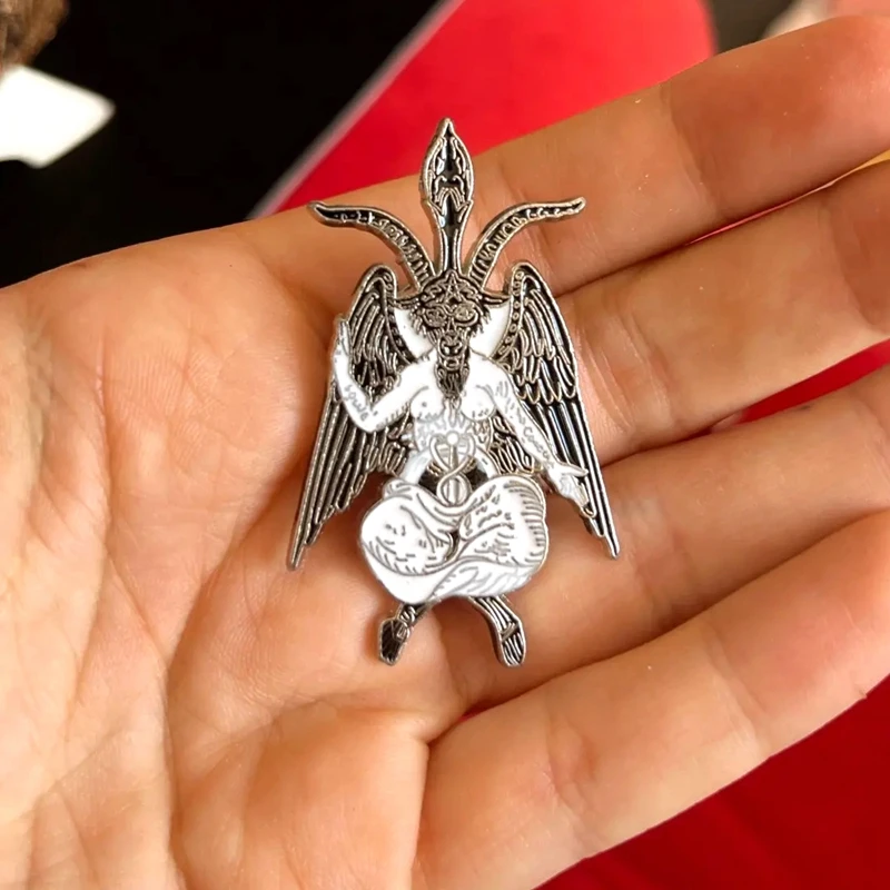 Occult Gothic Aesthetic Baphomet Hard Enamel Pin Goth Fashion Punk Style Gift for Pagans Bag Lapel Backpack Badge Accessories - view 5