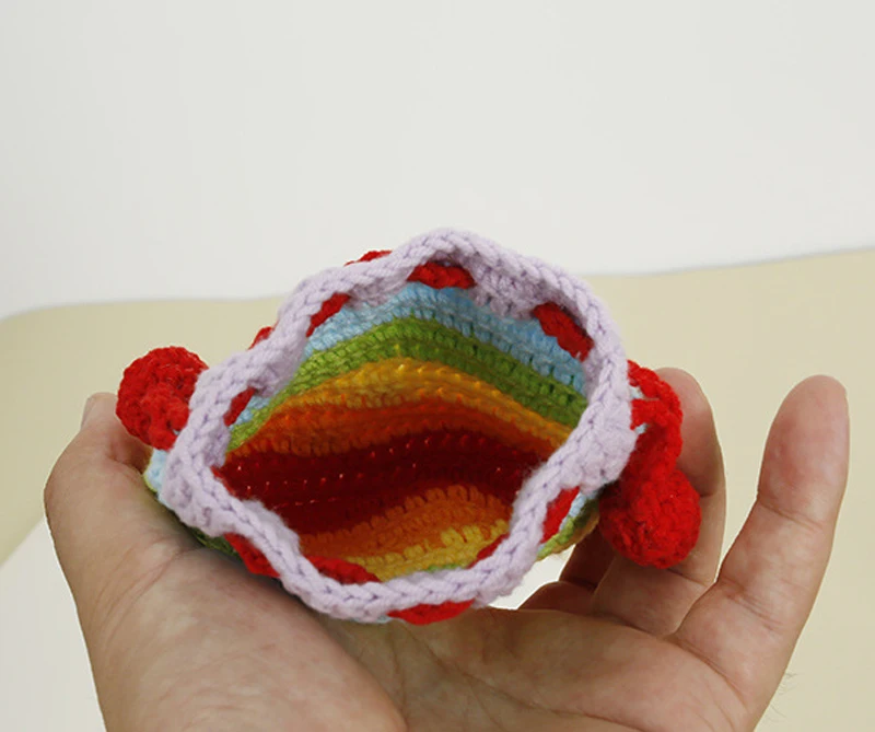 5pcs Coin Purses Yarn Woven Rainbow Internet Red Protable Drawstring Headphone Bag