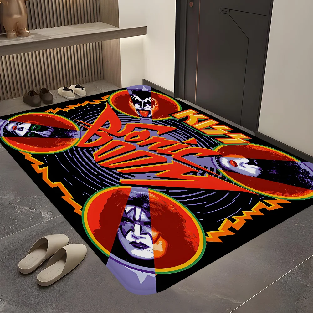 K_Kiss Band Floor Mat Bathroom Mat Kids Room Bedroom Decoration Balcony Anti-Slip Doormat Living Room Welcome Rug