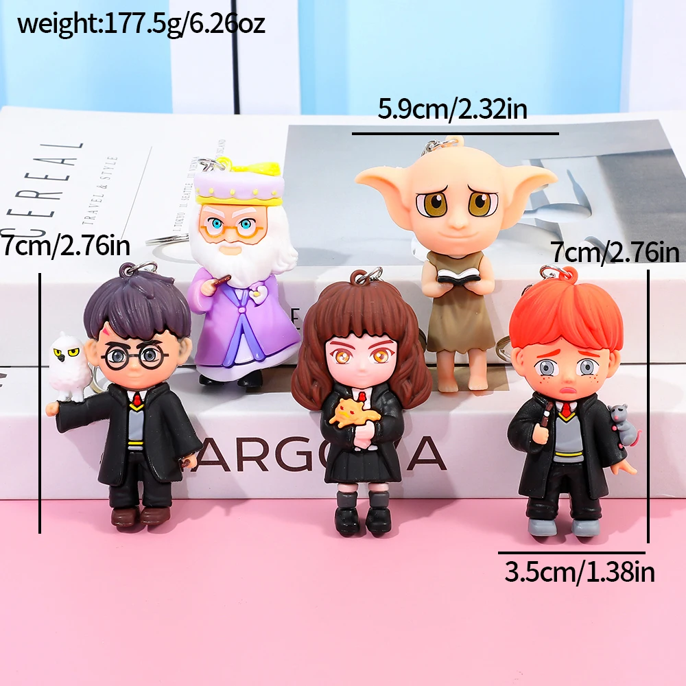 5 قطع هاري بوتر المفاتيح سحر الشكل الساحر بولي كلوريد الفينيل ستيريو قلادة دمية حقيبة قلادة الديكور سيارة المفاتيح هدايا عيد