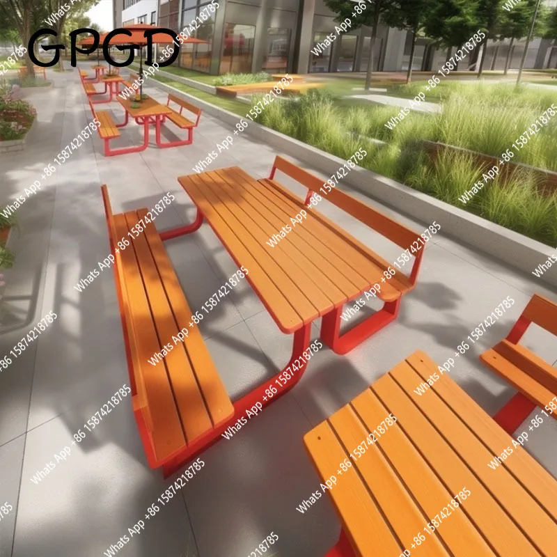 Outdoor courtyard with umbrella plastic wood table and chair plastic wood leisure villa open-air terrace waterproof