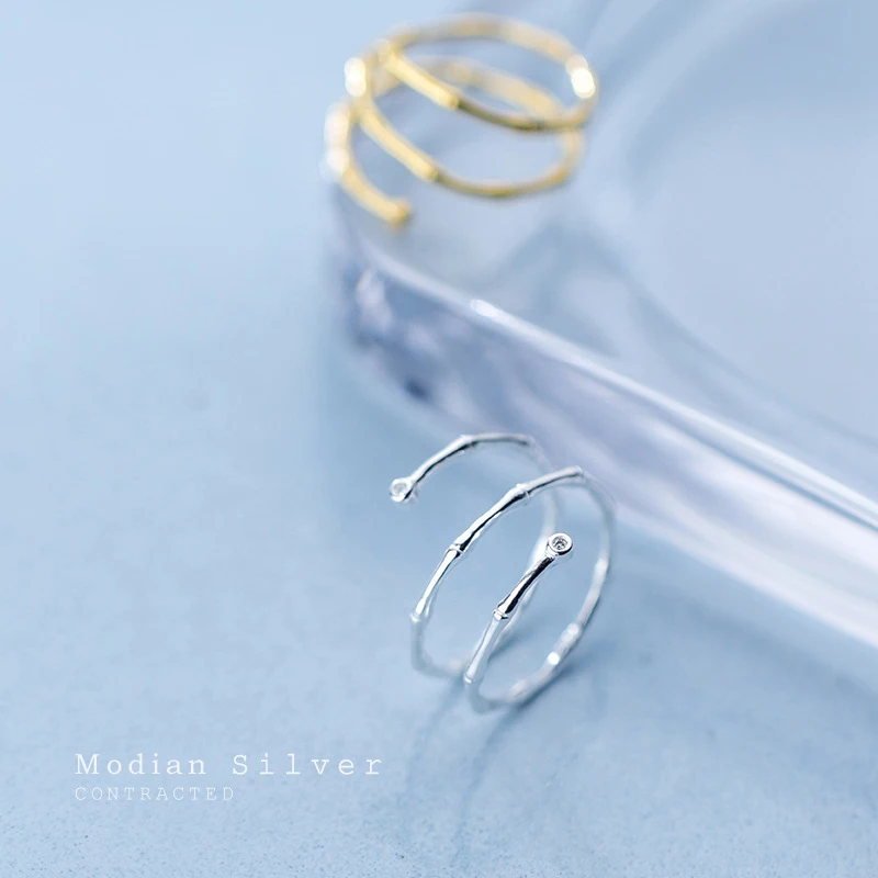 Modian Hot Fashion Authentic 925 Sterling Silver Minimalist Slub Rings For Women Open Adjustable Finger Ring Plant Fine Jewelry