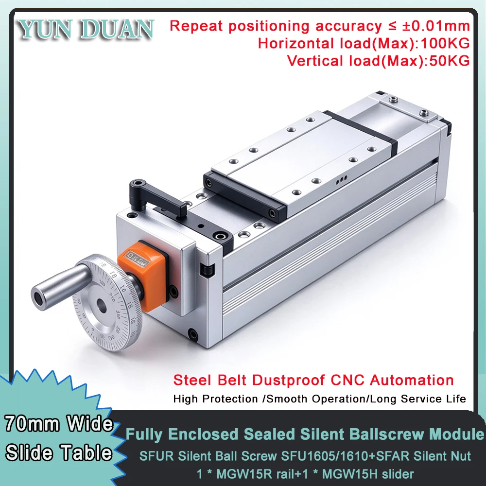 Ball Screw - Manual Fully Enclosed Sliding Table 70mm