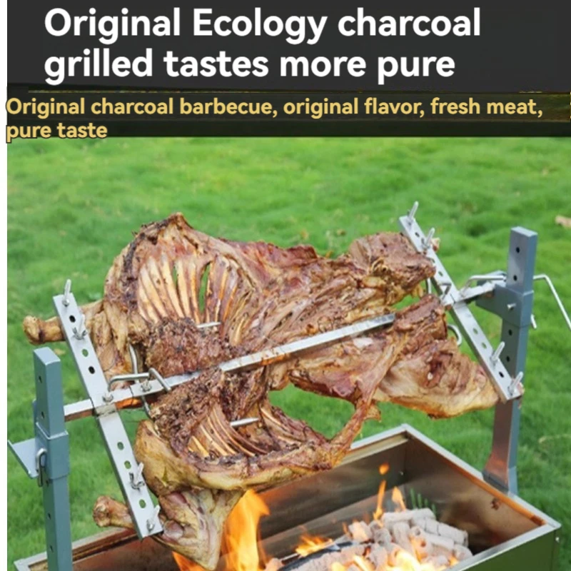 Outdoor Whole Sheep Oven Commercial Hand Rotary Grill Household Charcoal Patio Hand Rotating Suckling Pig Grill