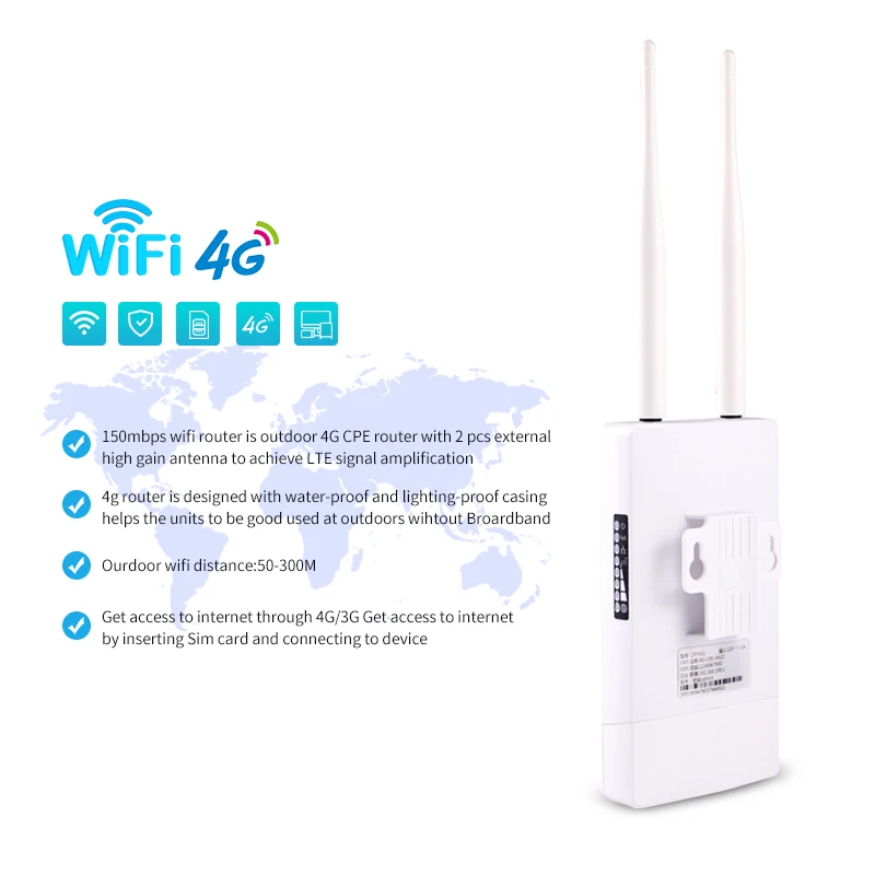 Unlocked 300Mbps Wifi Routers 4G LTE CPE Mobile Router with LAN Port Support SIM card and Europe/Asia/Middle East/Africa