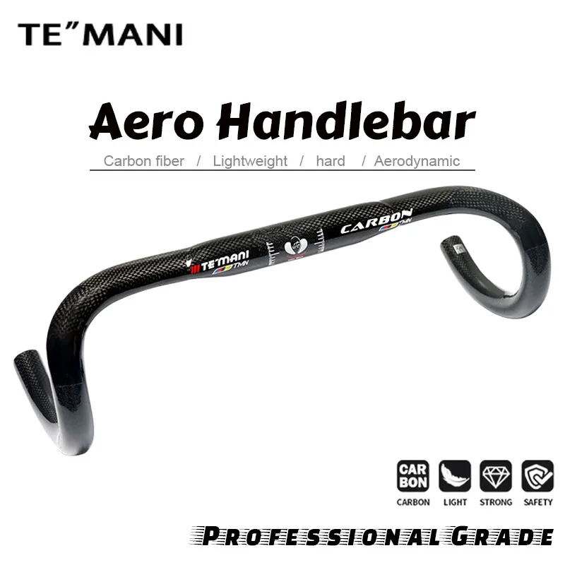 

TEMANI Full Carbon Road Bike Handlebar - Lightweight Professional External Routing Aero Compact Drop Cycling Racing Accessories