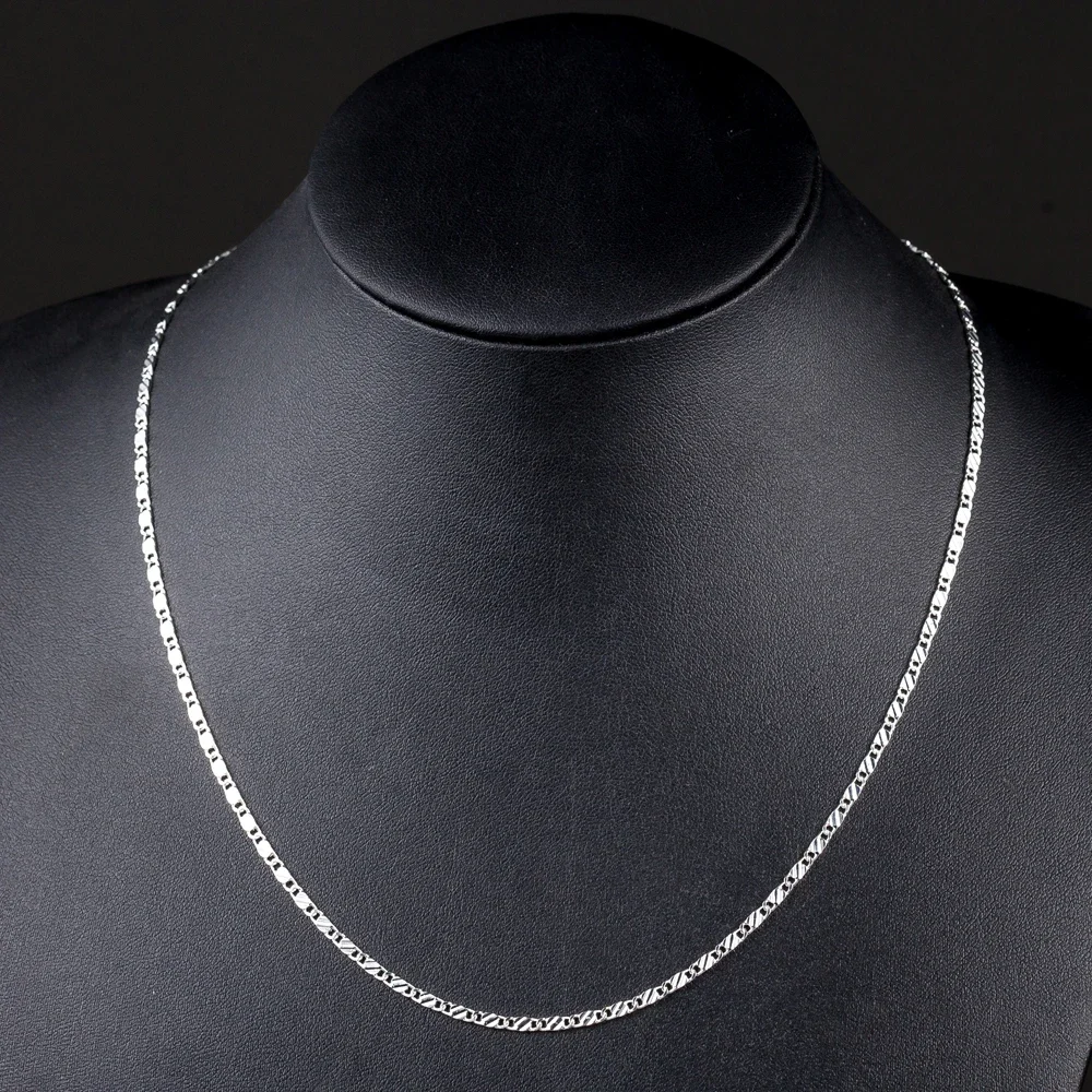 40-75cm 925 Sterling Silver New fine 2MM flat Clavicle chains Necklaces for Men Women wedding party Jewelry Christmas gifts