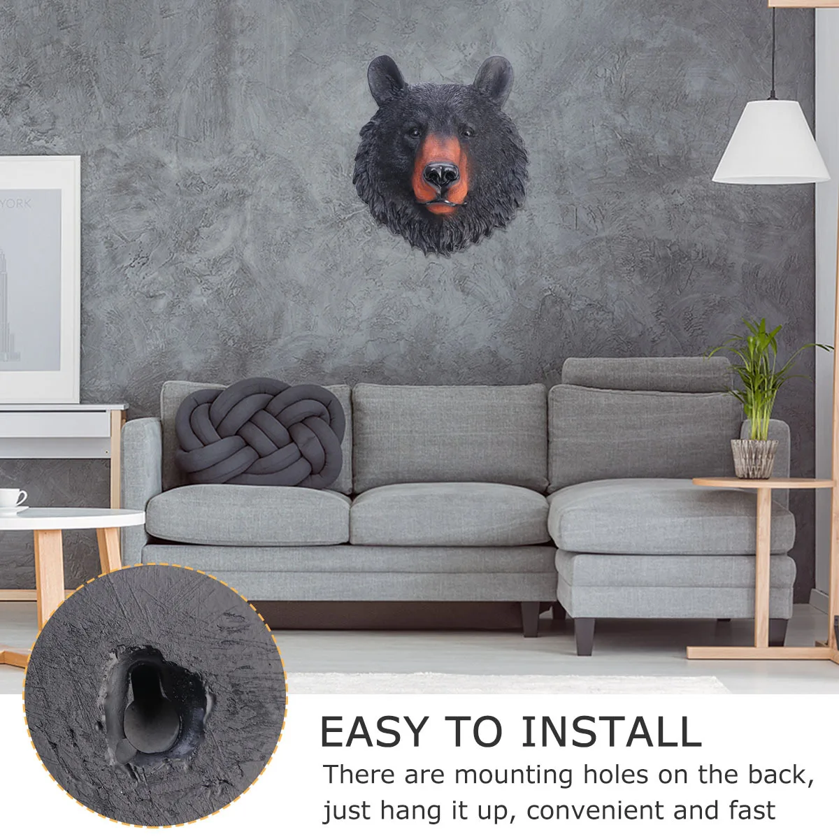 

1Pcs Bear Head Resin Craft Wall Ornament Realistic Animal Decoration Home Wall Hanging Adornment Animals Head Adornment