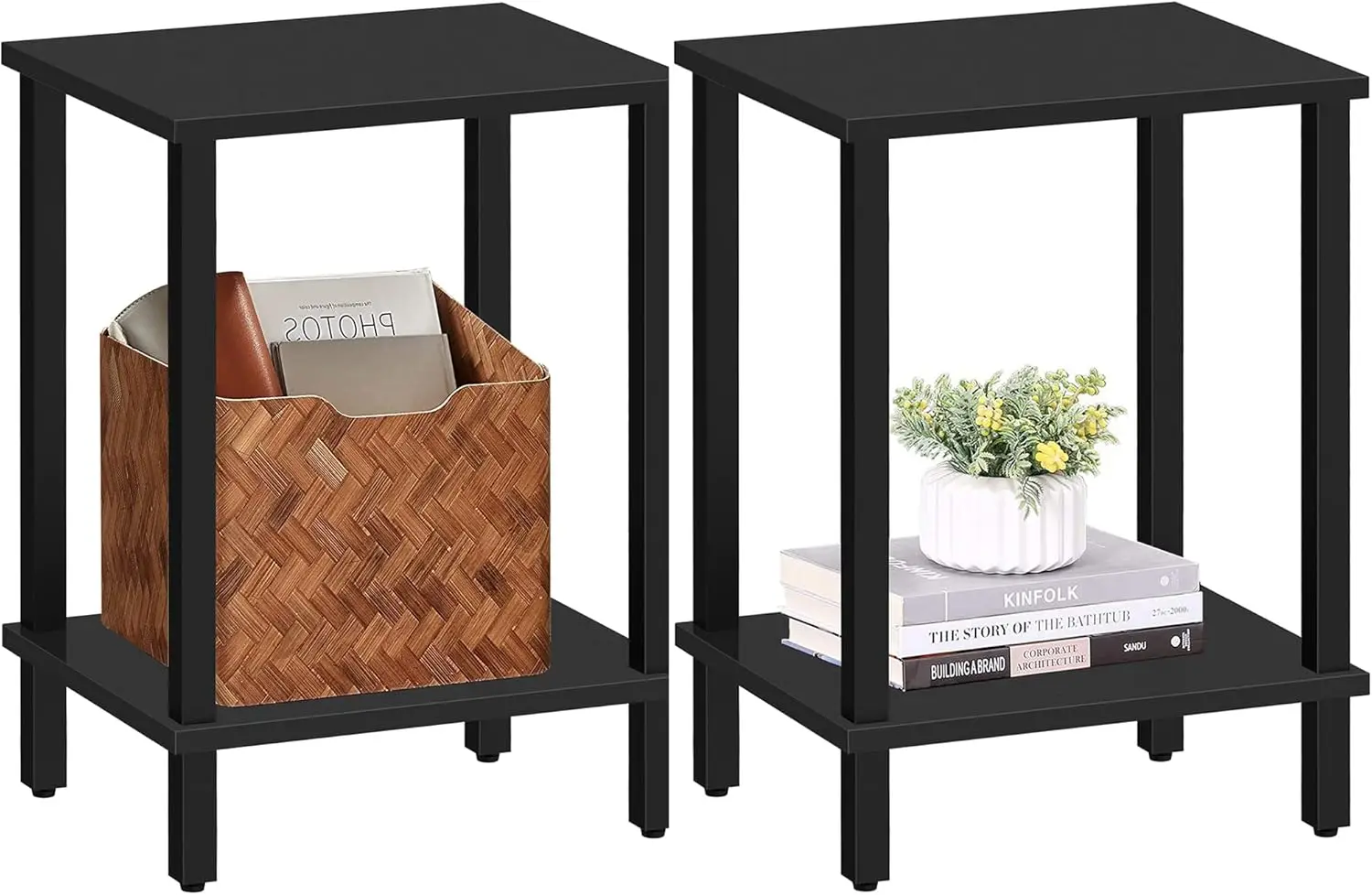 

Side Table, Nightstand, 2-Tier Storage Shelf, Sofa Table for Small Space, Living Room, Bed Room TB01BK035
