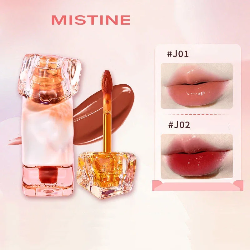 Mistine Lipstick Nude Long Wear Lip Creamy Korean Makeup Matte Lip Glaze Mirror Gloss Lip Jelly Long Lasting 2.9g