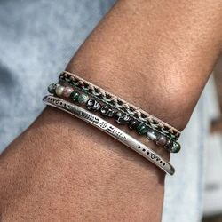 New 3 Pcs/Set Men's Bracelets Classic Skull Stone Beads Handmade Weave Rope Tibetan Silver Color Bracelet Jewelry Gifts