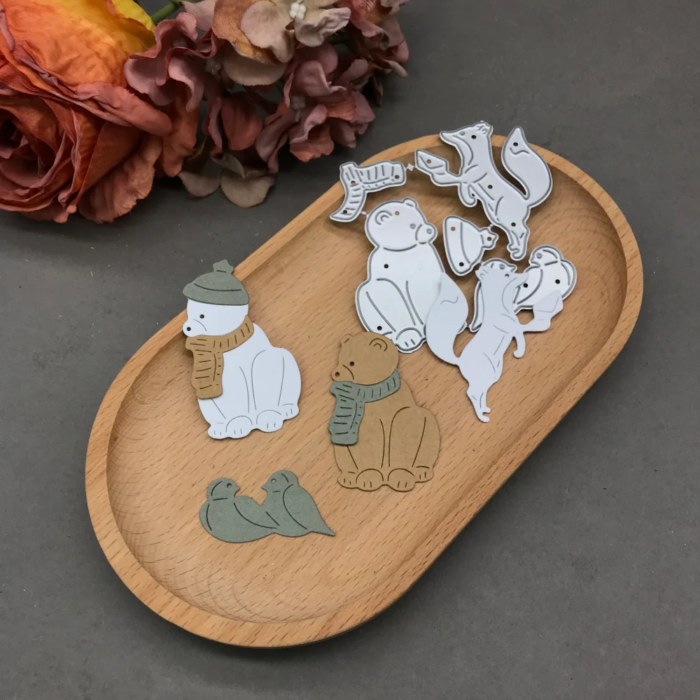 

1pcs metal cutting dies cut die mold Bear Fox and Bird Scrapbook paper craft blade punch stencils dies