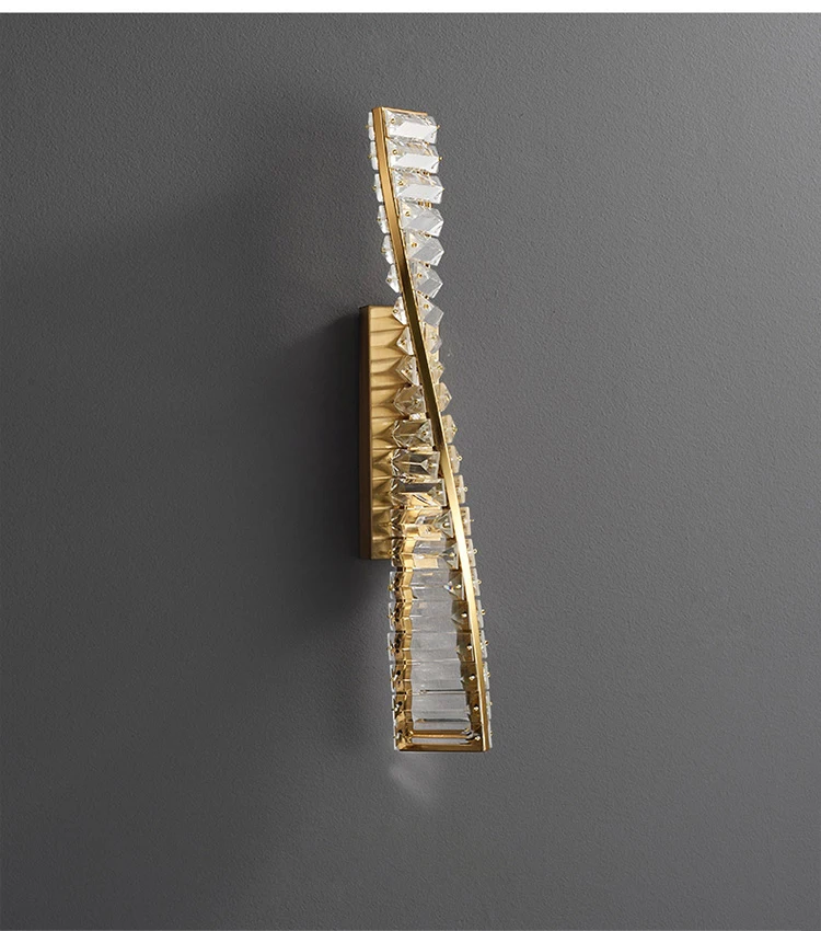 luxury crystal wall lamp for living room hall villa Stair TV background decoration led lighting Long strip gold sconces light