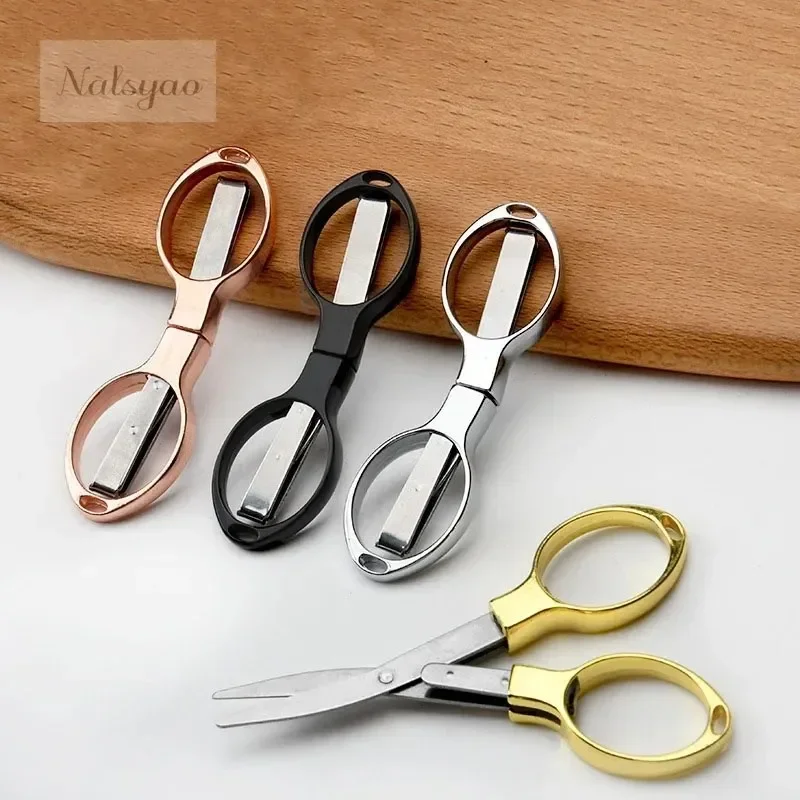 1PC Portable Folding Scissors Carbon Steel Sharp Blade Line Cutting Tool Mini Hand Sewing Craft Multifunctional Pocket Scissors