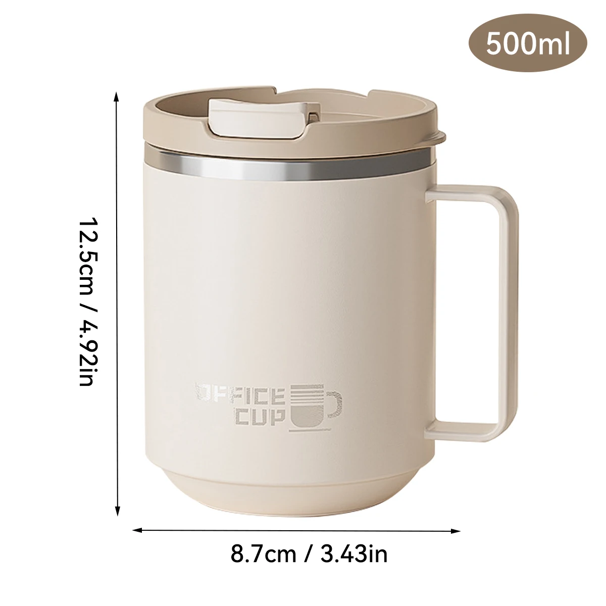 500ml Double-layer Mug 304 Stainless Steel Insulated Coffee Cup With Handle Portable Sealed Water Cup Drinkware For Student Kid image 3