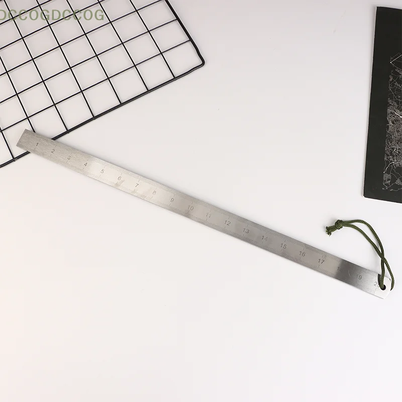 Dual Scale Stainless Steel Ruler Durable Thickened Quenched Steel With Random Lanyard Style Ideal For Drawing & Measuring