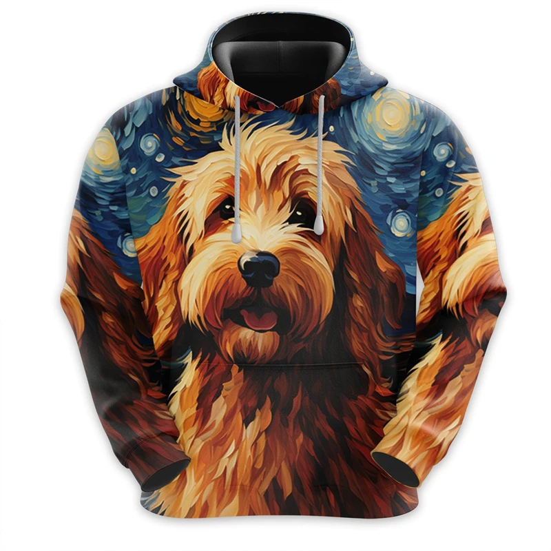 Funny Dog Graffiti Art Graphic Hoodies For Men Clothes Harajuku Fashion German Shepherd Sweatshirts Pet Dogs Face Hoody Y2k Tops