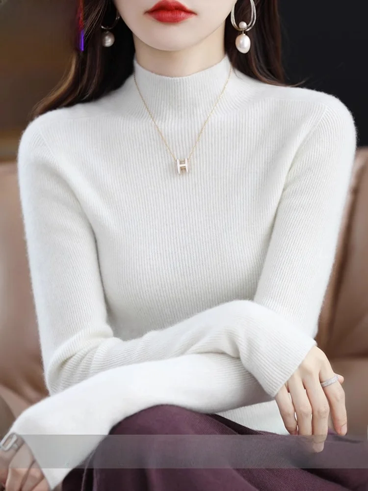 2024 Herfst Winter Vrouwen Thiened F Hoge Kraag Slim Fit Camere Trui Innerlijke Slijtage Basis Irt Zoete Sle Japanse Sle