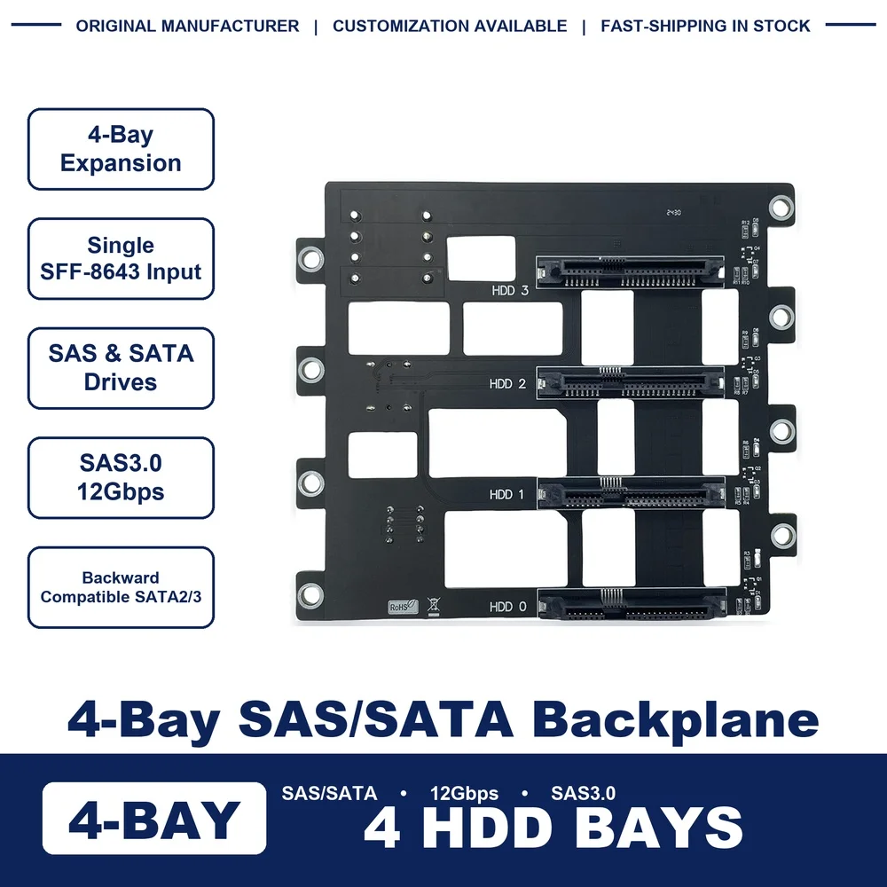 Works with SFF-8643 RAID / HBA card, ideal for DIY NAS, mini server, storage enclosure and surveillance storage.