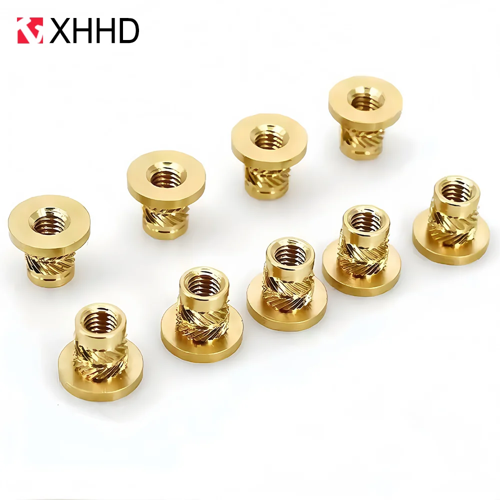 Brass Hot Melt Insert Knurled Flange Copper Nut Thread Heat Molding Injection Embedment T-type Nut M2 M2.5 M3 M3.5 M4 M5 M6 M8