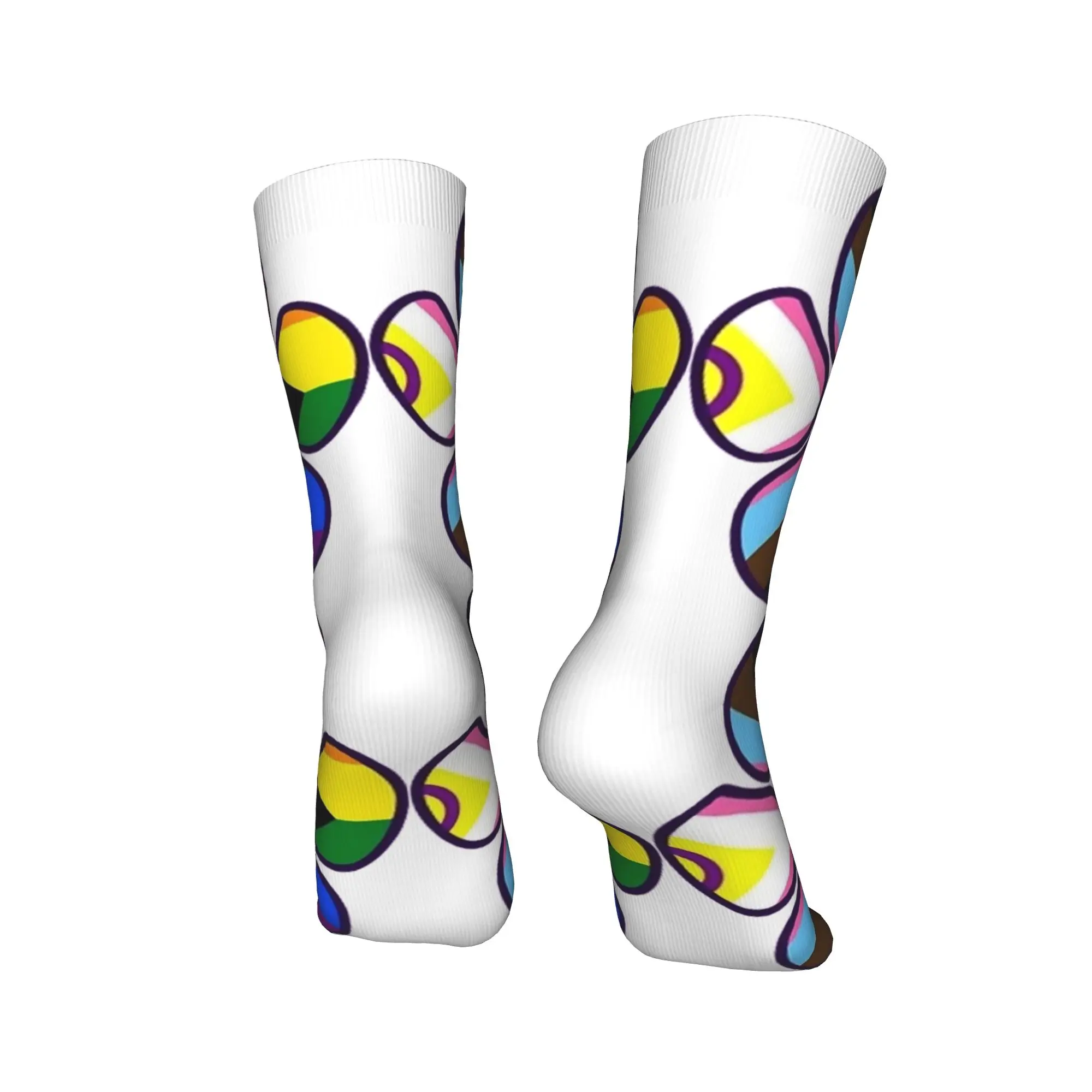 Calcetines para amantes de la pata de perro arcoíris, medias elegantes, calcetines antideslizantes de otoño para parejas, calcetines deportivos para correr de diseño de calidad