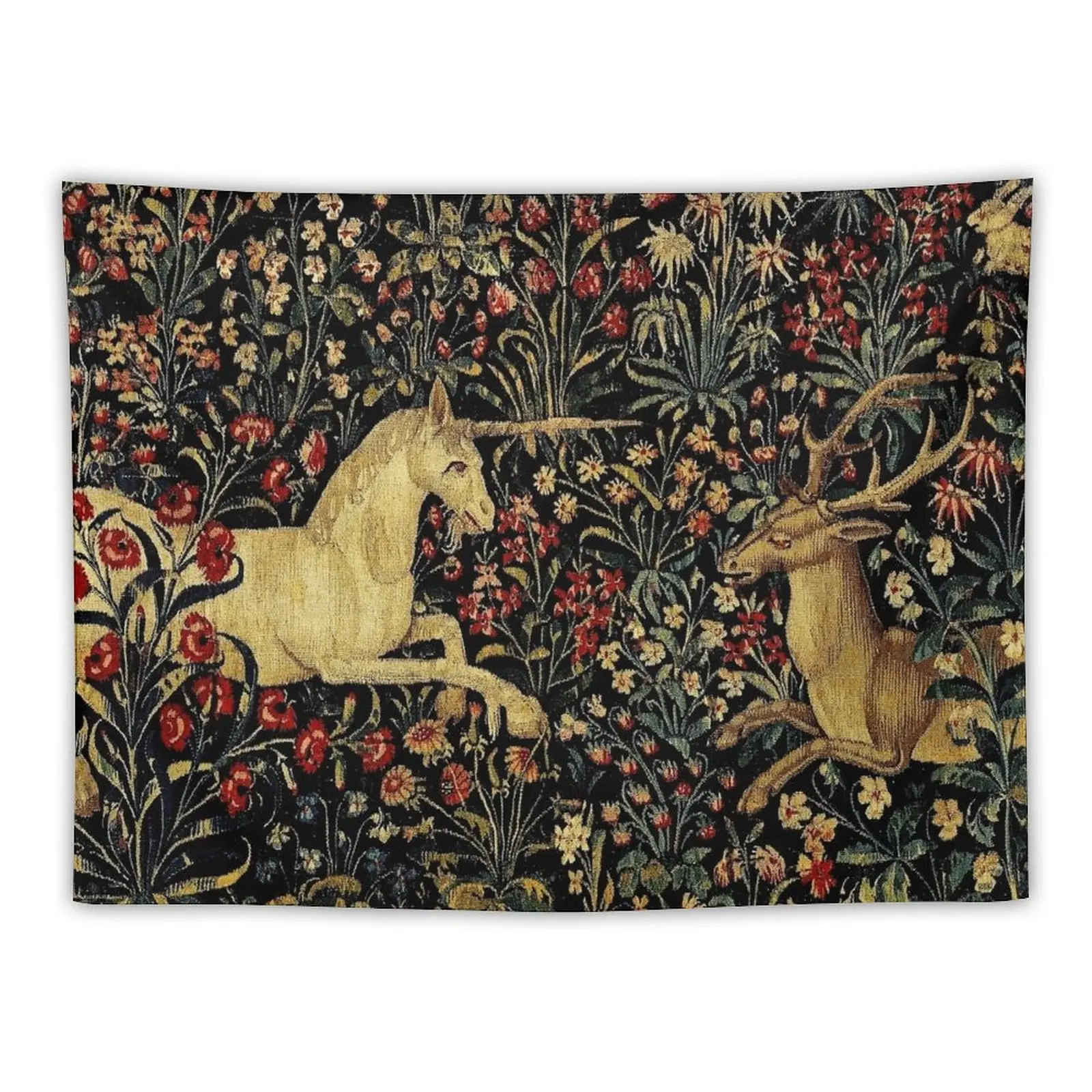 

Medieval Unicorn Midnight Floral Tapestry Tapestry Decor Home Home Decor Room Aesthetic