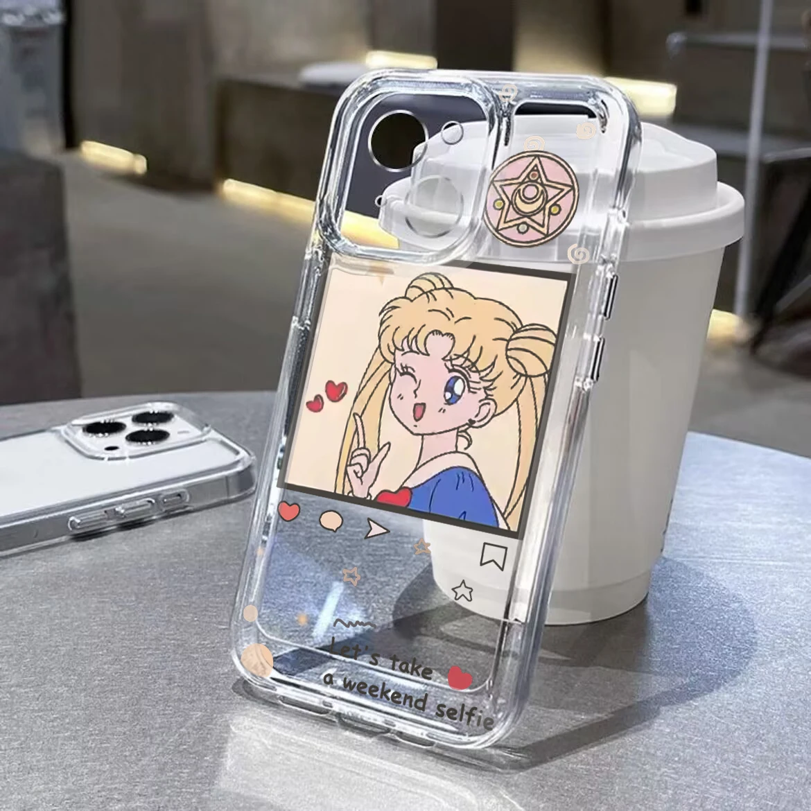 S-Sailor M-Moon cartoon Soft phone Case for iPhone 16 15 14 Plus 13 12 11 Pro MaxTransparent Bumper Cover