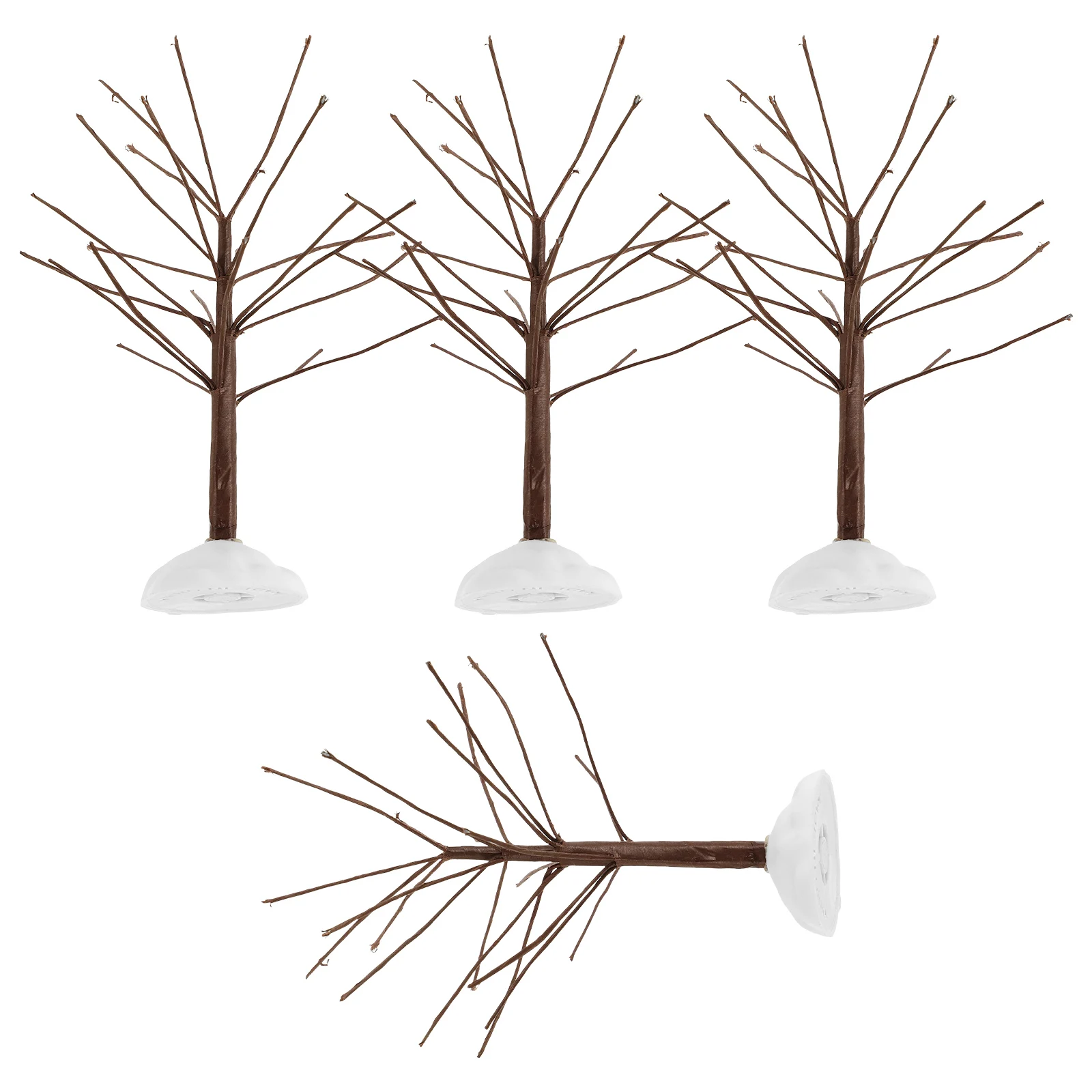

4pcs Desktop Trees Display Trees For Crafts Artificial Birch Mini Pine for Snow Covered Twig Holiday Display