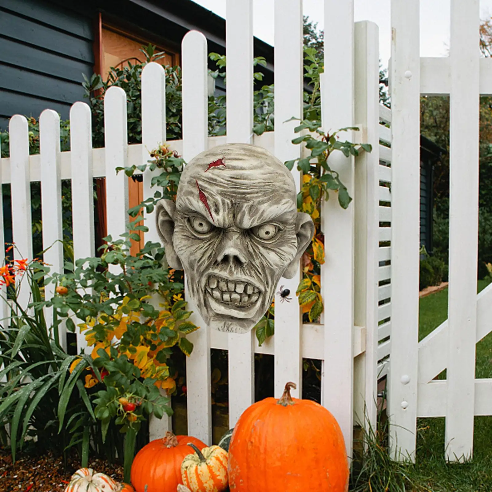 

Zombie Face Prop Halloween Decoration Wall Hanging Sculpture for Fence Yard