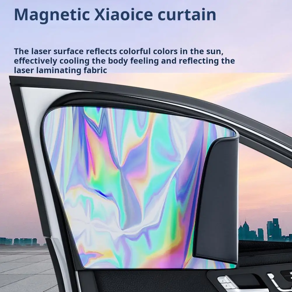 4Pcs Magnetic Car Window Shade UV proof Sun Privacy Titanium Silver Coating Sunshade Cover Accessories