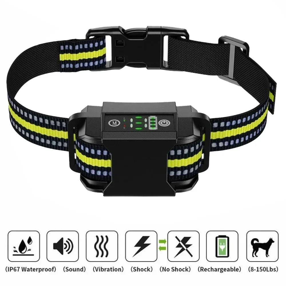 

Pet Anti Barking Device, USB Electric Ultrasonic Automatic Dogs Training Collar, Rechargeable No Bark Training Collar for Dogs